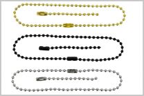 Ball chains with connector brass, nickel & black