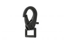 Musketon met klip 60mm, rechthoekig wervel 22mm zwart