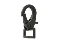 Musketon met klip 60mm, rechthoekig wervel 25mm zwart