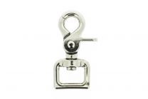 Musketon met klip, met rechthoekig wervel 65x20mm vernikkeld