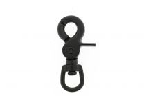 Musketon met klip, met ronde wervel 62x10mm zwart