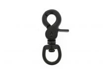 Musketon met klip, met ronde wervel 64x13mm zwart