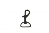 Musketonhaak met D-ring wervel 43x22mm zwart