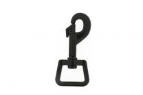 Musketonhaak met trapezium wervel 75x25x10mm zwart