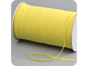 flat elastic, width 5 mm, textile clad, yellow, rolls with 5