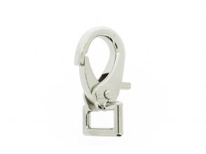 Musketon met klip 60mm, rechthoekig wervel 25mm vernikkeld