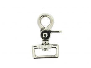 Musketon met klip, met rechthoekig wervel 60x25mm vernikkeld