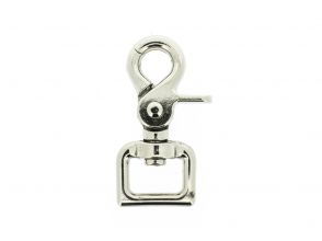 Musketon met klip, met rechthoekig wervel 65x20mm vernikkeld