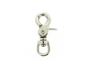 Musketon met klip, met ronde wervel 62x10mm vernikkeld