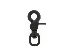 Musketon met klip, met ronde wervel 62x10mm zwart