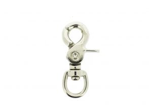 Musketon met klip, met ronde wervel 64x13mm vernikkeld