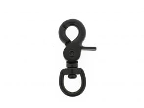 Musketon met klip, met ronde wervel 64x13mm zwart