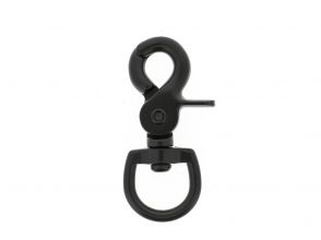 Musketon met klip, met ronde wervel 68x20mm zwart