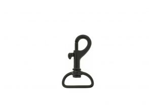 Musketonhaak met D-ring wervel 43x22mm zwart