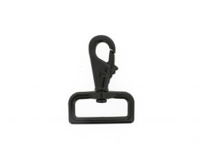 Musketonhaak met rechthoekige wervel 38x5mm zwart