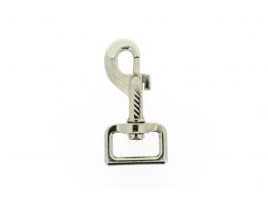 Musketonhaak met rechthoekige wervel 75x25mm vernikkeld