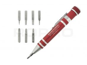 Stylo tournevis multi avec plusieurs embouts rouge