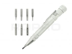 Stylo tournevis multi avec plusieurs embouts argent