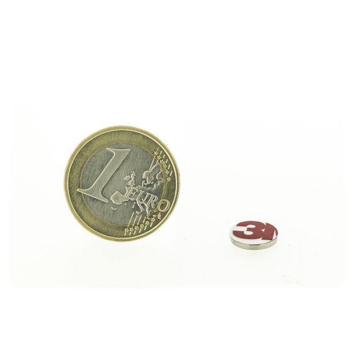 Self-adhesive magneticdisc 9,5mm diameter, 1,5mm thick, N35 Self-adhesive magneticdisc 9,5mm diameter, 1,5mm thick, N35