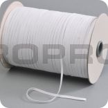 flat elastic, width 5 mm, textile clad, white, rolls with 50