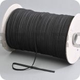 flat elastic, width 5 mm, textile clad, black, rolls with 50