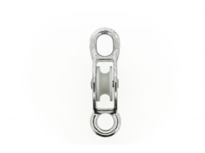 Katrol 30mm enkel met dubbel oog 12mm verzinkt