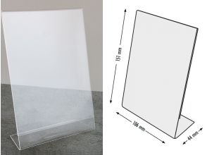 L-shaped Sign holders, vertical format, polysterene clear A6