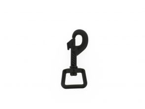 Musketonhaak met trapezium wervel 60x19x8mm zwart