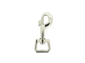 Musketonhaak met trapezium wervel 75x20x11mm vernikkeld