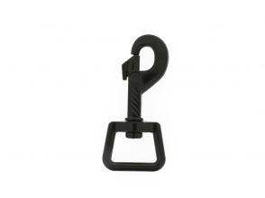 Musketonhaak met trapezium wervel 75x25x10mm zwart