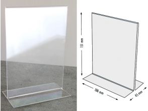 T-shaped Sign holders, vertical format, polysterene clear A6
