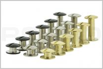 Bookscrews brass plated, nickel plated, black & stainless steel