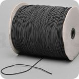 Elastisch koord 2mm, zwart, textiel omsponnen, rol 500m