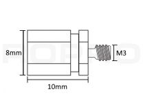 Letterfix afstandhouder Mini M3 externe draad Messing