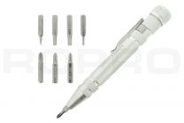 Multi screwdriver pen with multiple bits silver