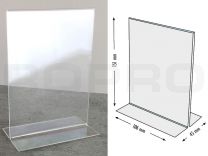 T-shaped Sign holders, vertical format, polysterene clear A6