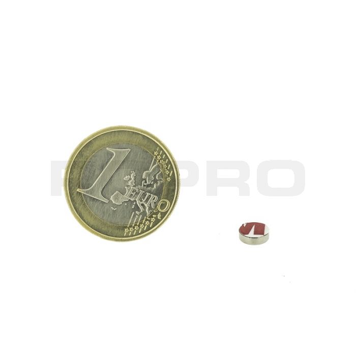 Disque magnétique auto-adhésif, Ø6mm, épaisseur 2mm, N35 Disque magnétique auto-adhésif, Ø6mm, épaisseur 2mm, N35