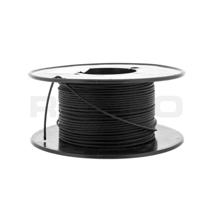 Câble en acier 1,5mm, rouleau 50m noir Câble en acier 1,5mm, rouleau 50m noir