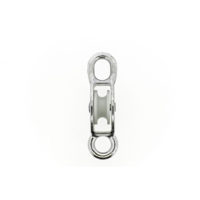 Katrol 30mm enkel met dubbel oog 12mm verzinkt