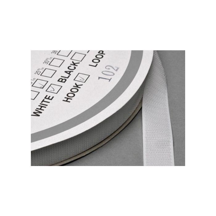 klittenband,HAAK om te naaien, 20 mm x 25 mtr wit