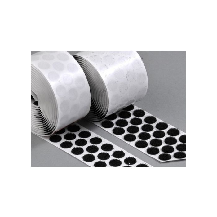 Klittenbandrondjes zelfklevend H+L Ø 13 mm zwart