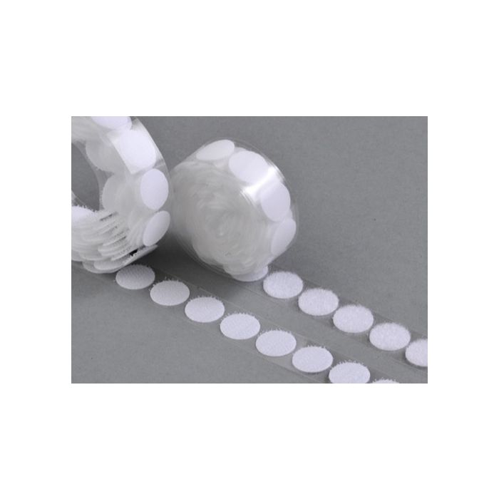 Klittenbandrondjes zelfklevend H+L Ø 16 mm wit Klittenbandrondjes zelfklevend H+L Ø 16 mm wit