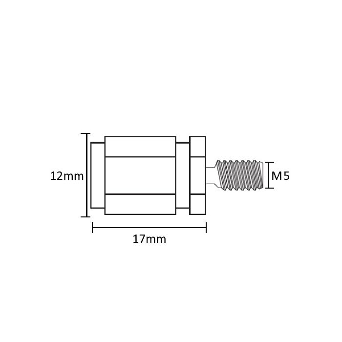 Letterfix standoffs Large M5 external thread nickel plated