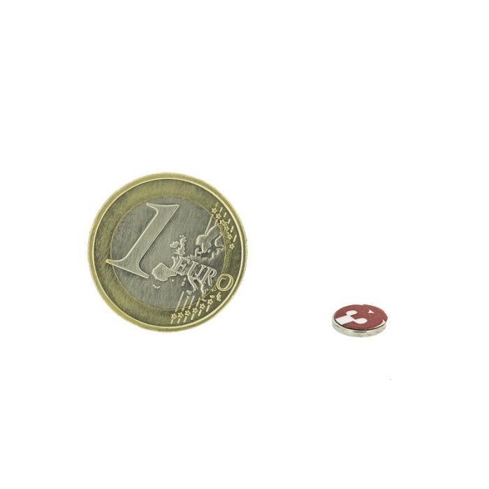 Disque magnétique auto-adhésif, Ø8mm, épaisseur 1mm, N45 Disque magnétique auto-adhésif, Ø8mm, épaisseur 1mm, N45