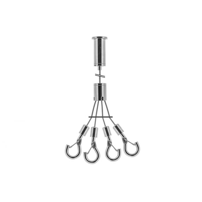 Steel cable suspension set 23 with splitter & 4x 40cm wire Steel cable suspension set 23 with splitter & 4x 40cm wire