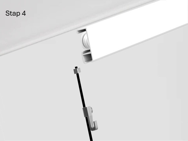 Staalkabel met verstelbare haak in schilderijrail inhangen