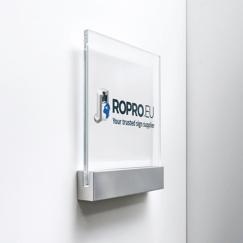 Plattenhalter f&uuml;r flache Wandmontage von Firmenschildern und Logos